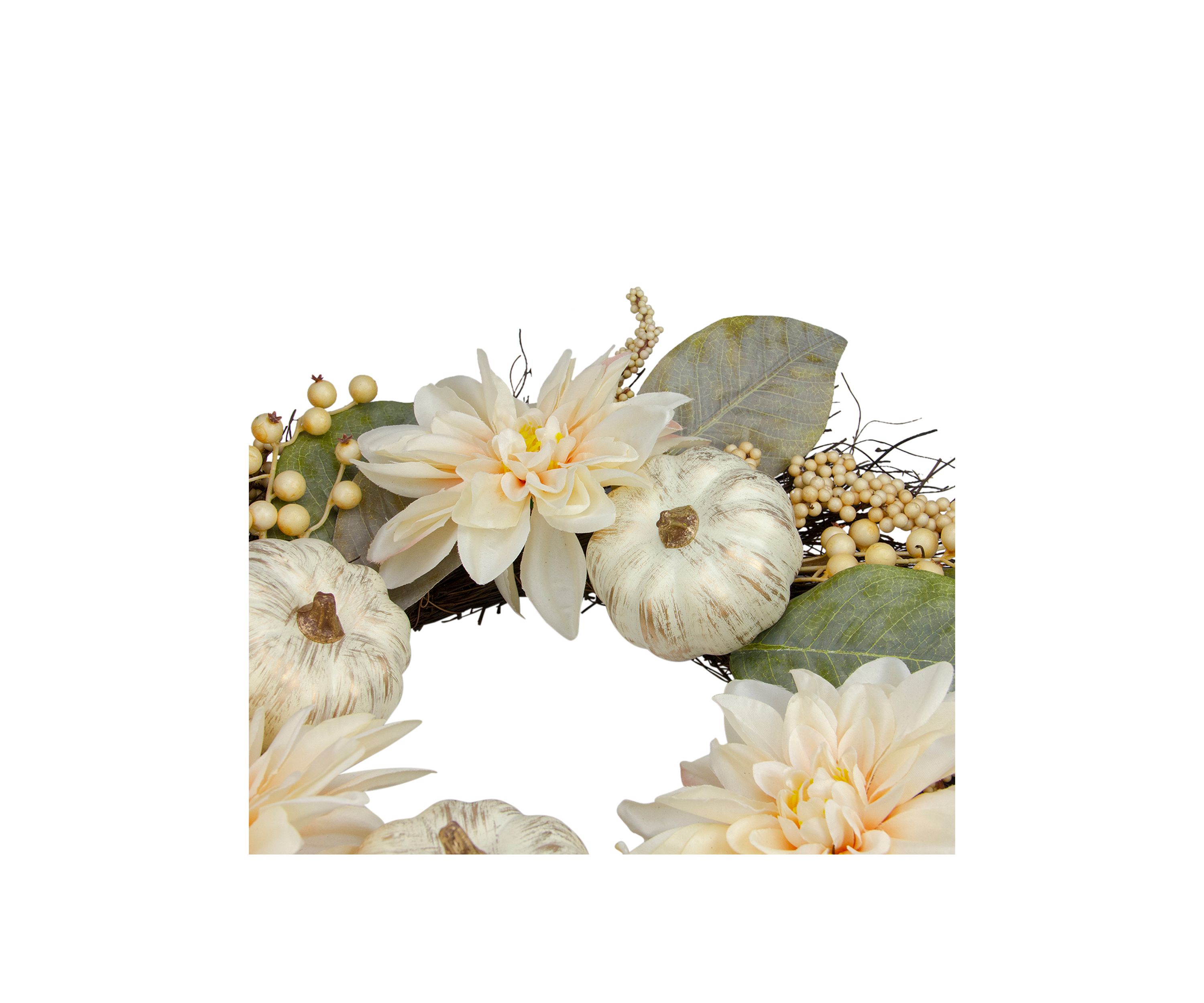 Dahlia and Pumpkin Fall Artificial Floral Wreath  22- inch