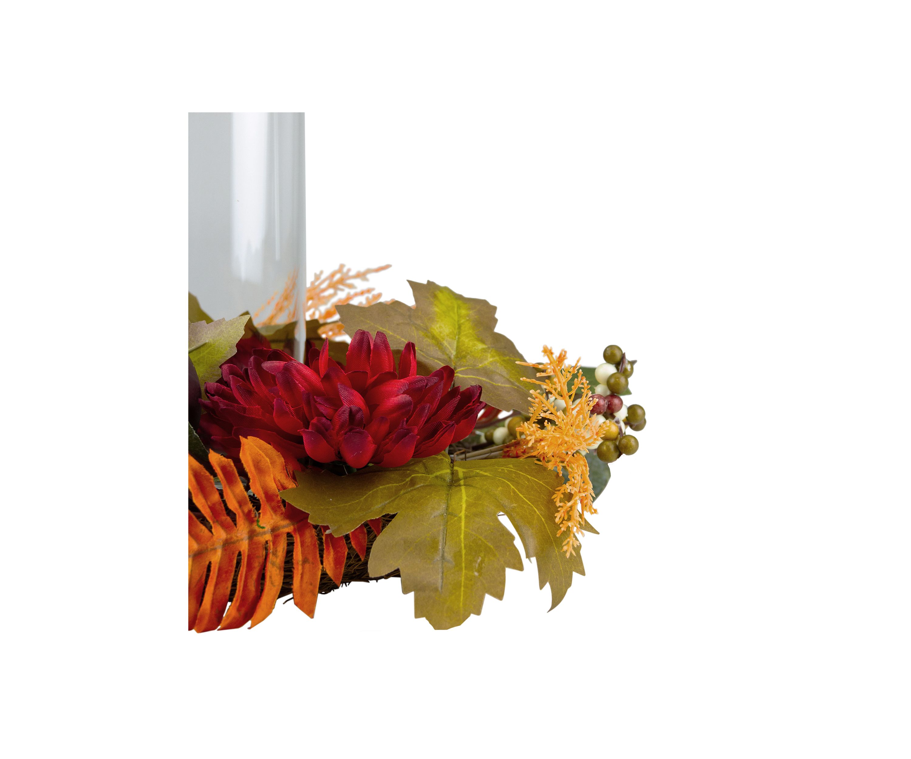 22 inch Mums with Pomegranate Fall Candle Holder Centerpiece