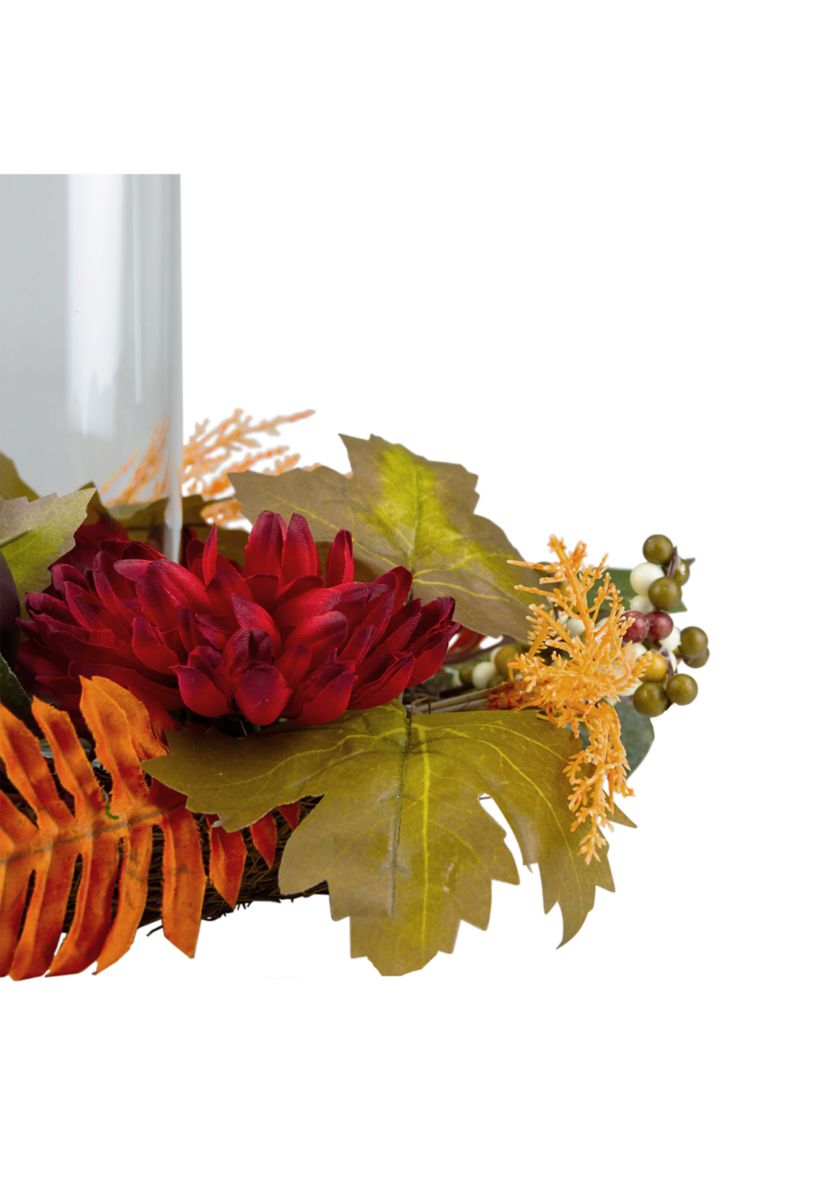 22 inch Mums with Pomegranate Fall Candle Holder Centerpiece