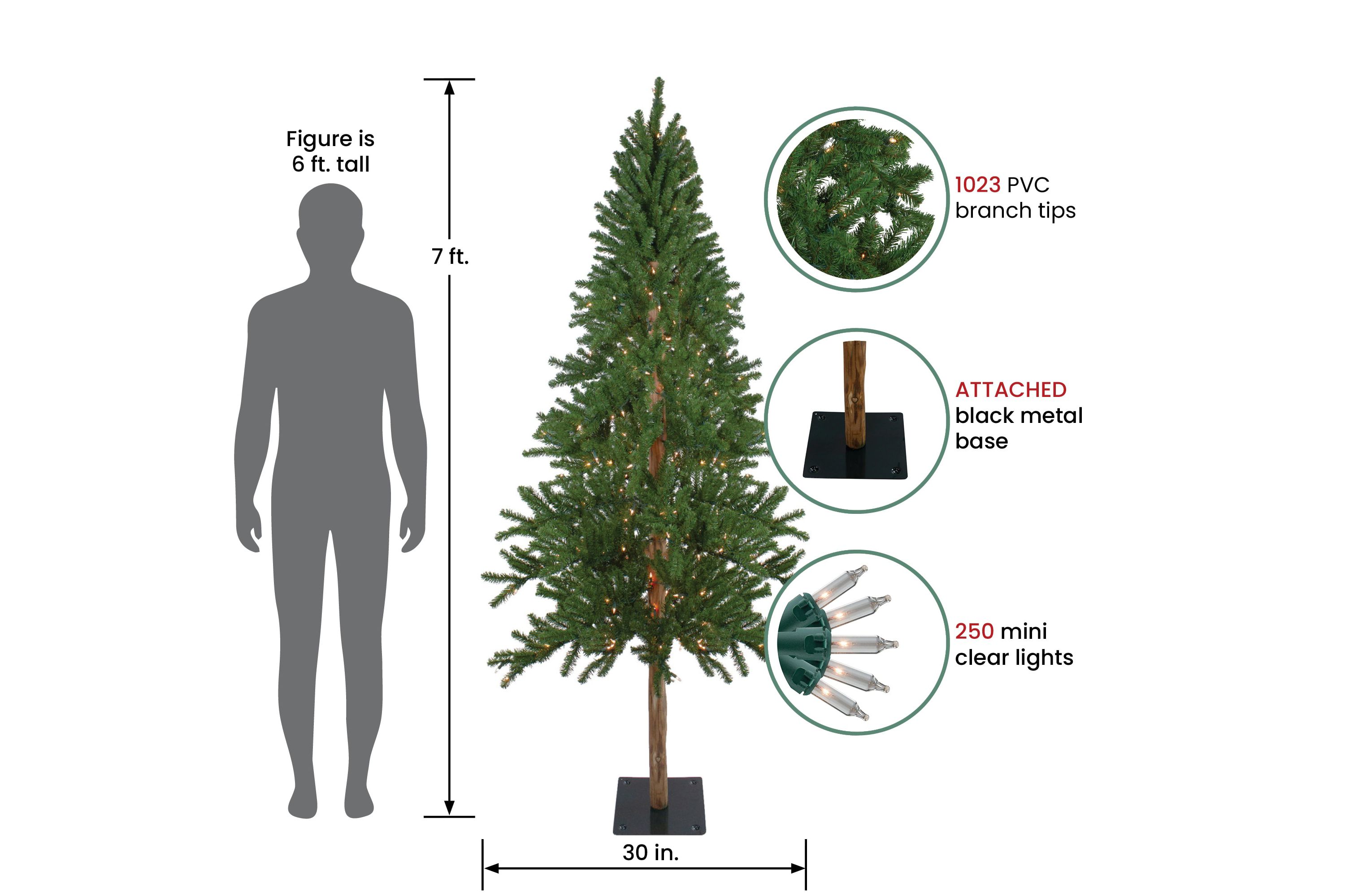 7ft Pre-Lit Medium Alpine Artificial Christmas Tree Clear Lights