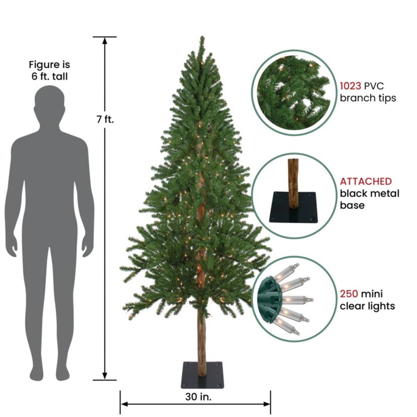 7ft Pre-Lit Medium Alpine Artificial Christmas Tree Clear Lights