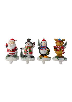 Northlight Set Of 4 Santa Snowman Penguin And Reindeer Christmas Stocking Holders 5.75Inch