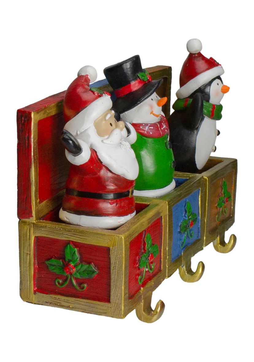 Set of 3 Santa  Snowman and Penguin Jack in the Box Christmas Stocking Holders