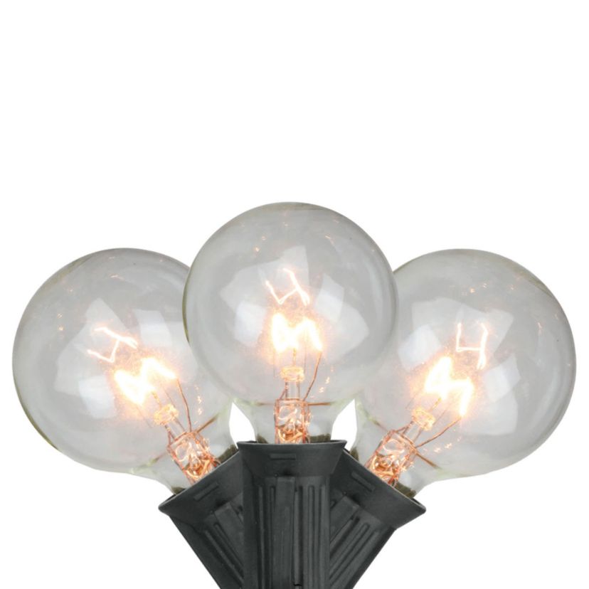 10-Count Clear G50 Globe Patio Light Set - 9ft Black Wire