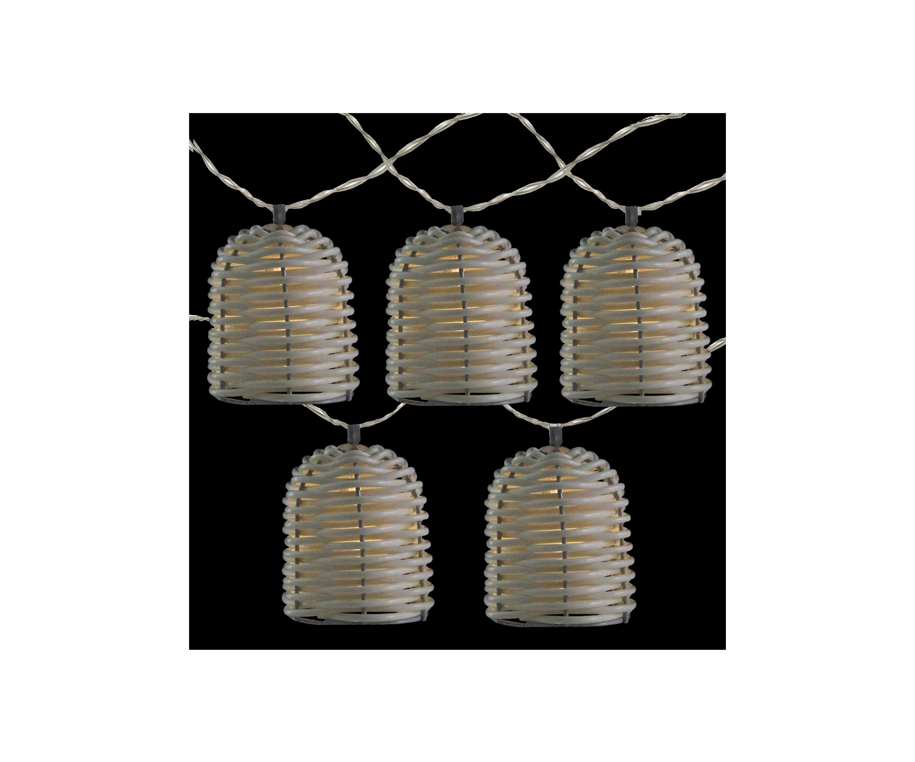 10 Battery Operated White LED Lantern Mini Christmas Lights - 5.75 ft White Wire