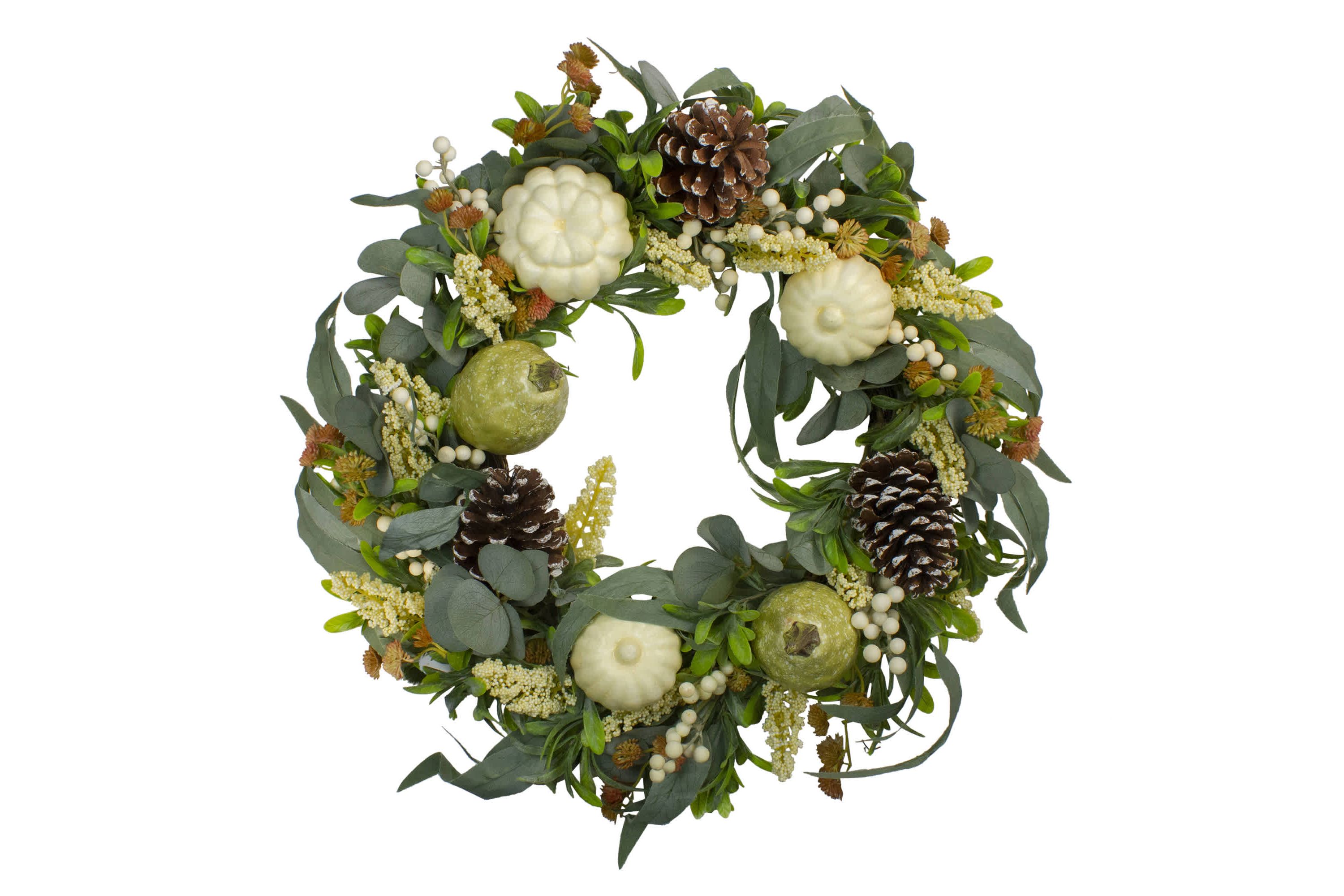Gourds and Foliage Artificial Thanksgiving Wreath - 24-Inch  Unlit