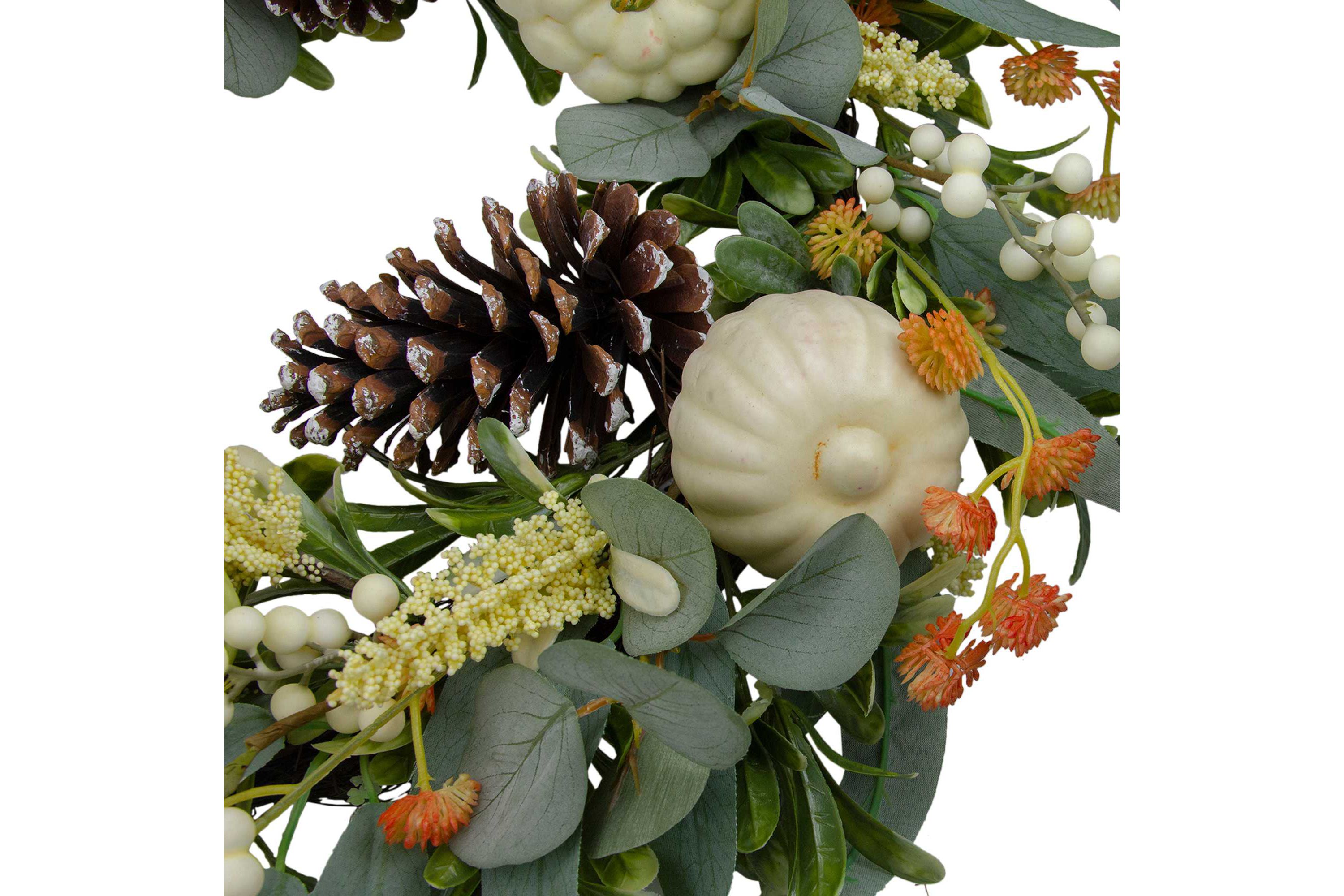 Gourds and Foliage Artificial Thanksgiving Wreath - 24-Inch  Unlit