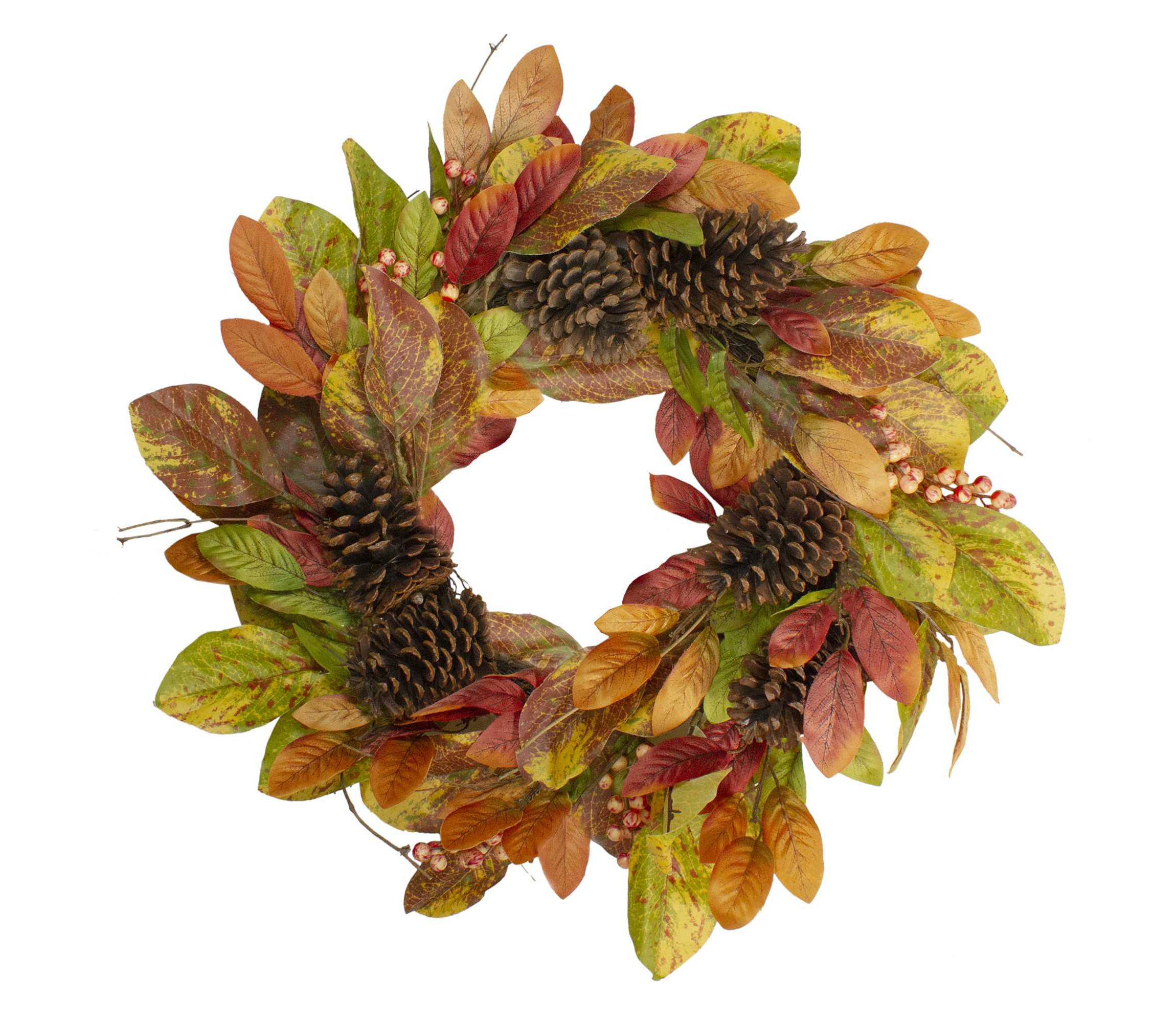 Leaves and Berries Twig Artificial Thanksgiving Wreath - 26-Inch  Unlit