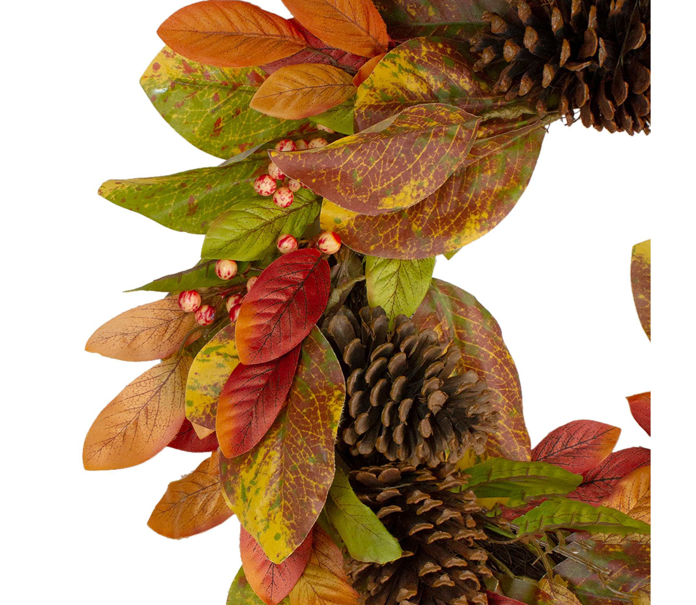 Leaves and Berries Twig Artificial Thanksgiving Wreath - 26-Inch  Unlit