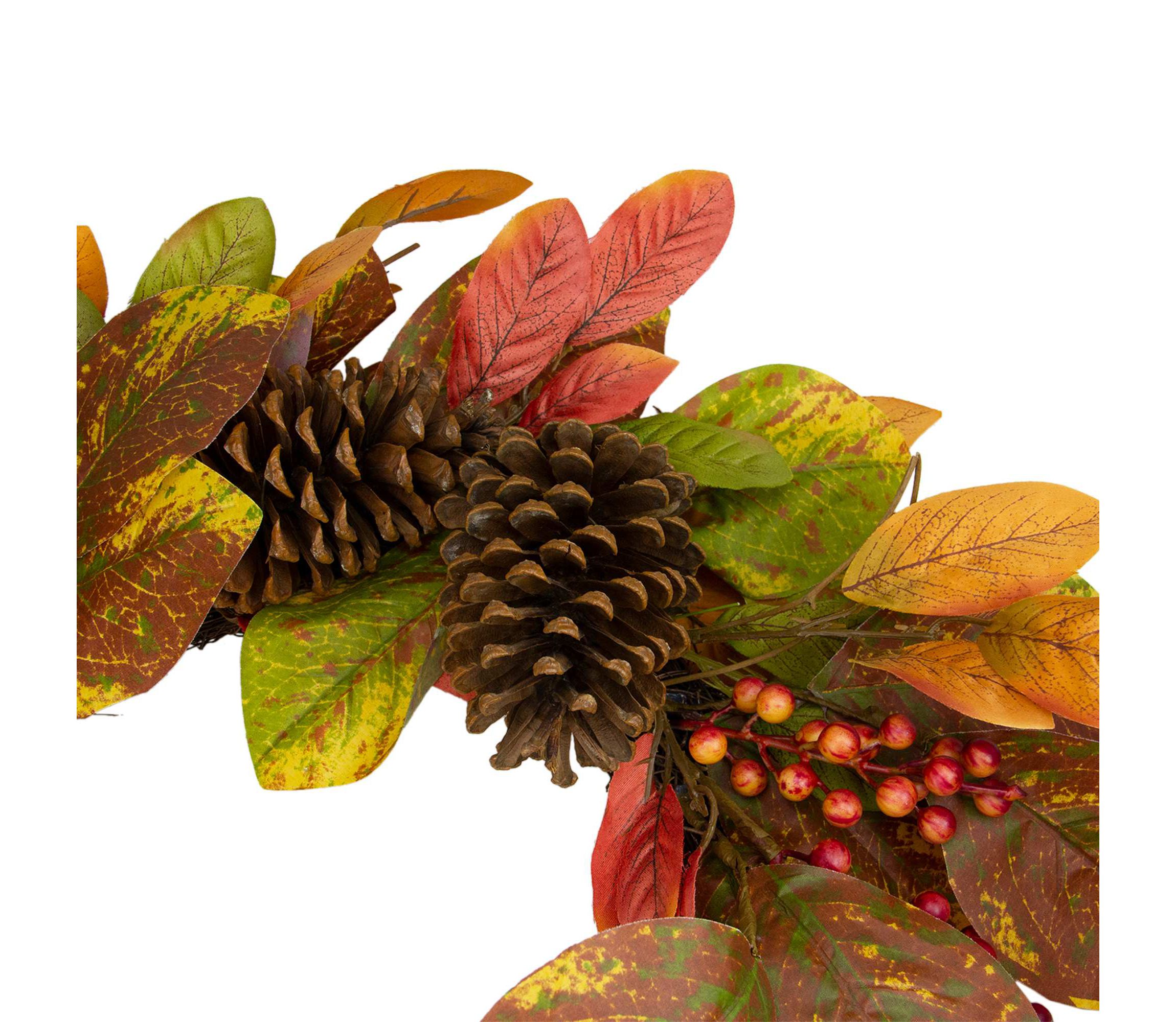 Leaves and Berries Twig Artificial Thanksgiving Wreath - 26-Inch  Unlit