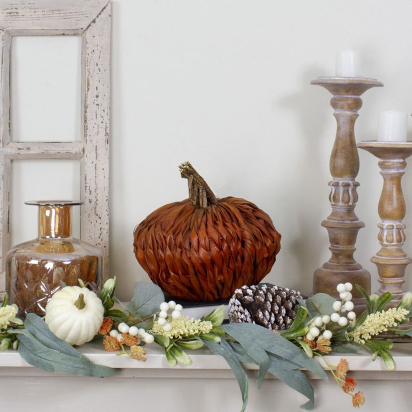 Autumn Harvest Woven Pumpkin Decoration - 8.5" - Orange