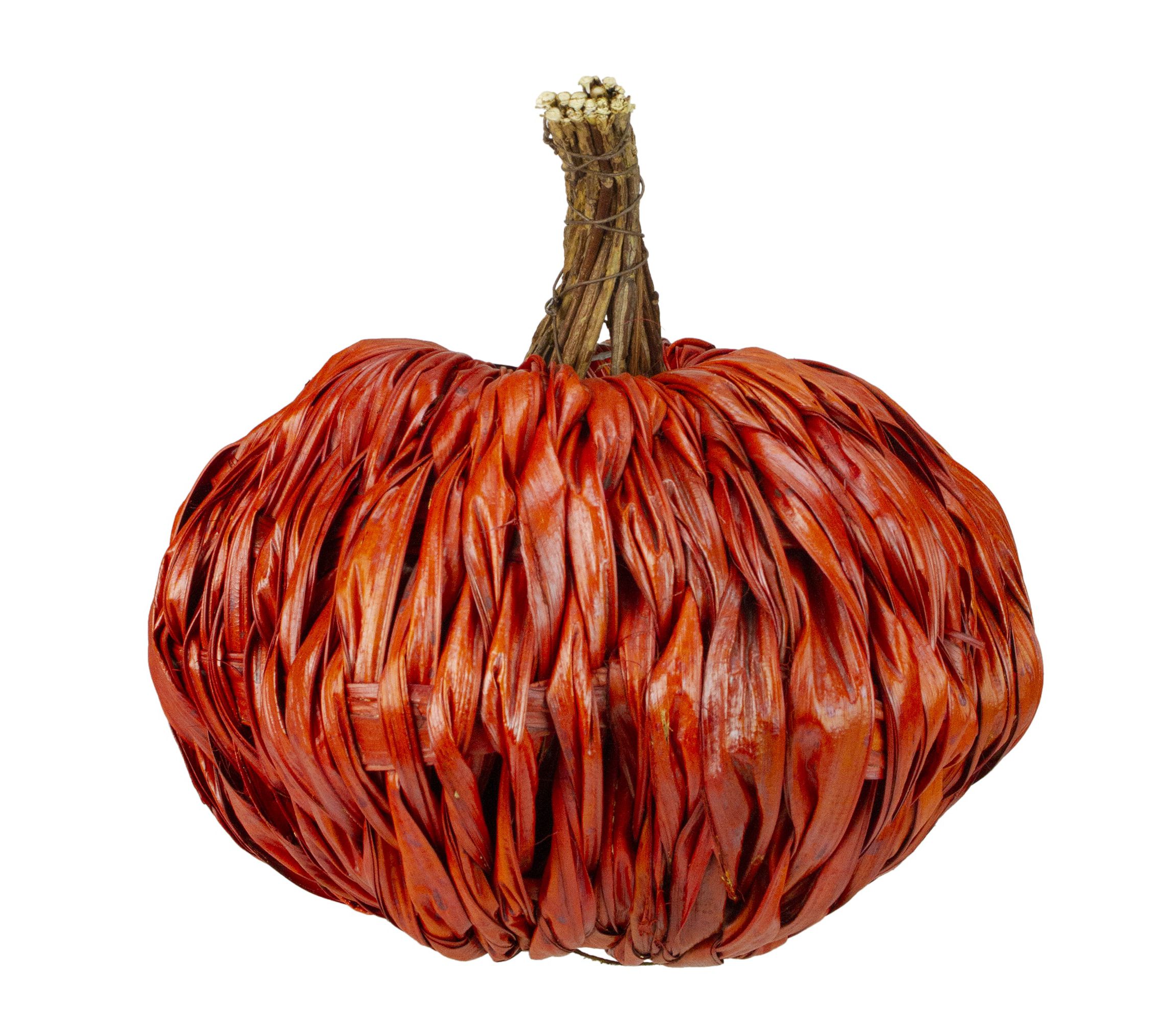 Autumn Harvest Woven Pumpkin Decoration - 8.5" - Orange