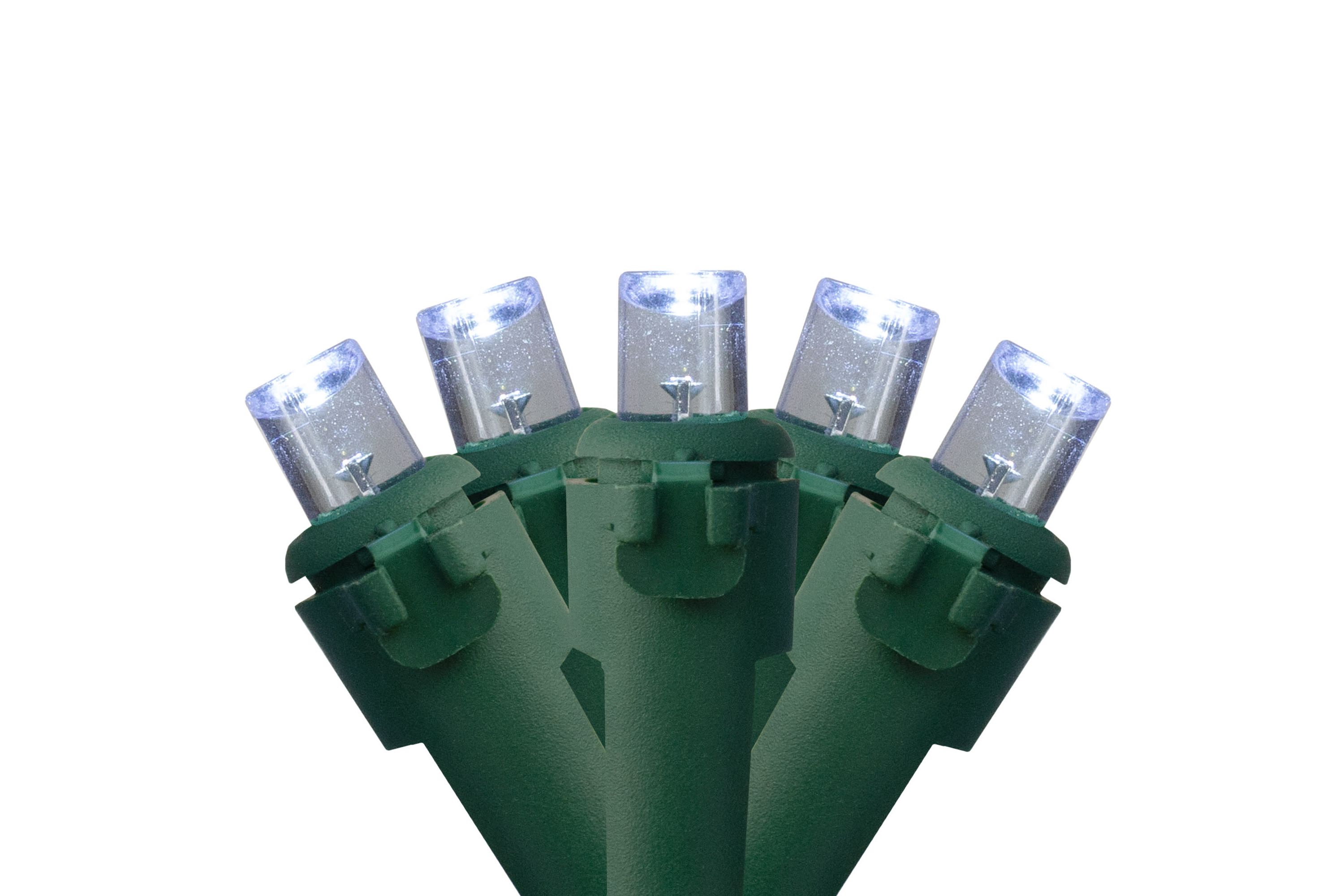 300 Pure White LED Wide Angle Mini Christmas Lights - 74.75 ft Green Wire