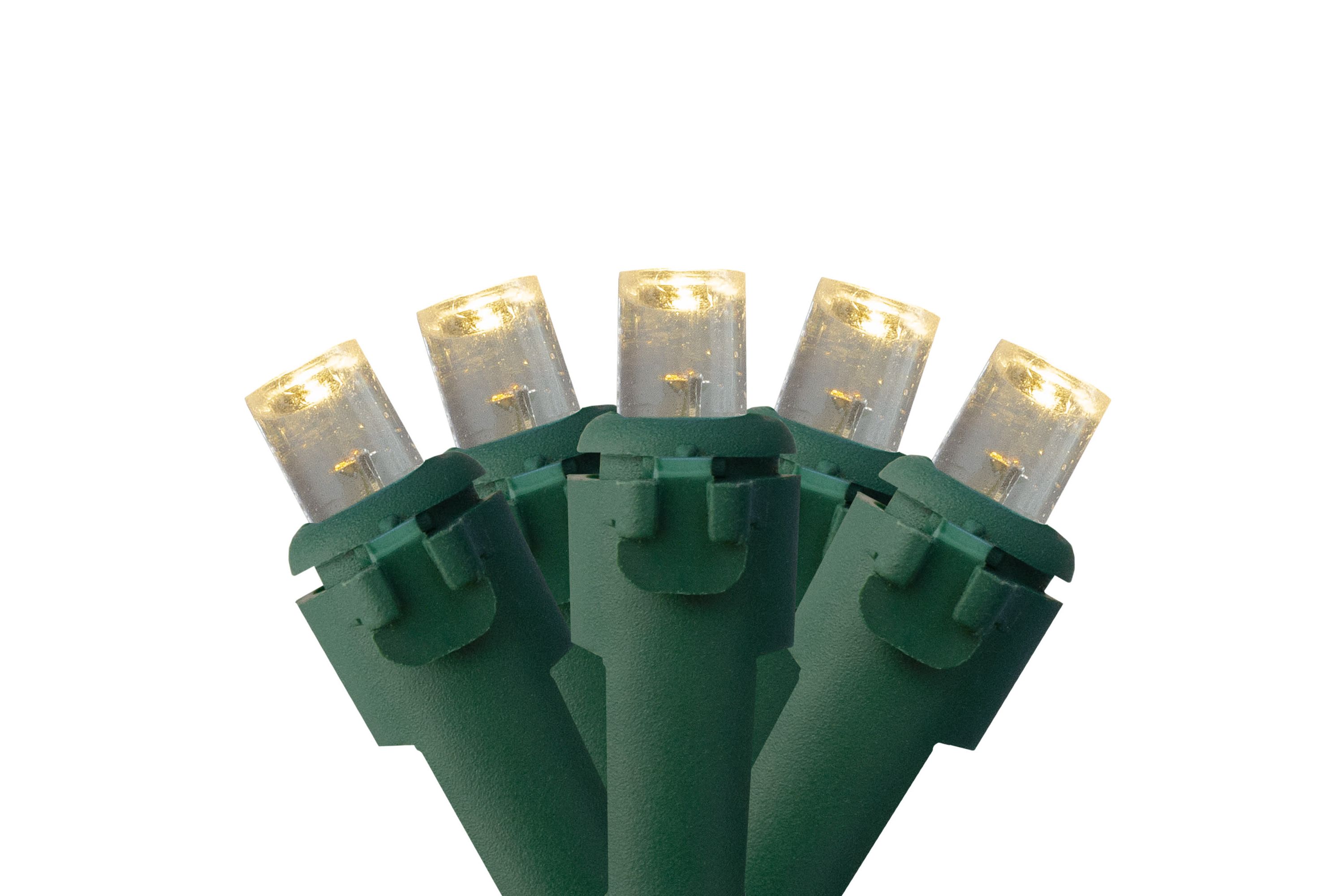 300 Warm White LED Wide Angle Christmas Lights - 74.75 ft Green Wire