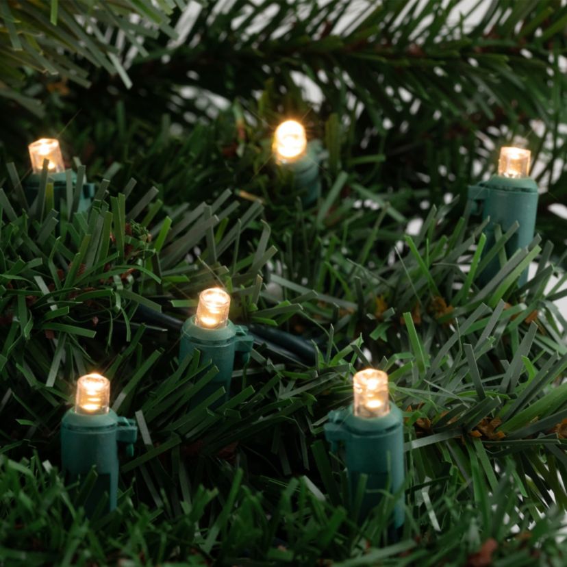 300 Warm White LED Wide Angle Christmas Lights - 74.75 ft Green Wire