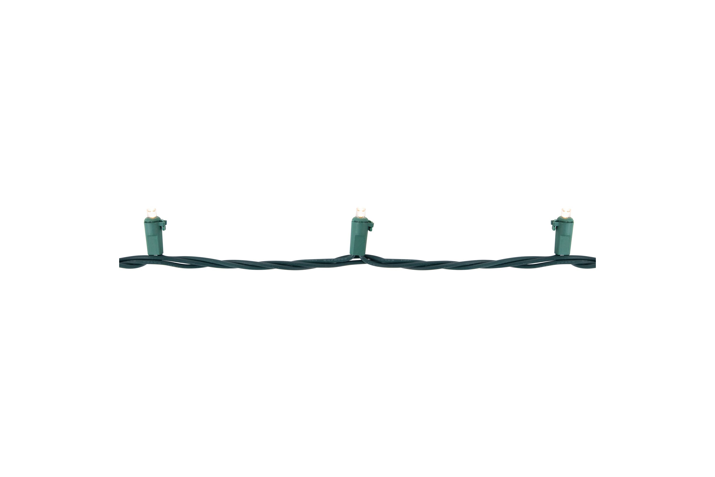 300 Warm White LED Wide Angle Christmas Lights - 74.75 ft Green Wire