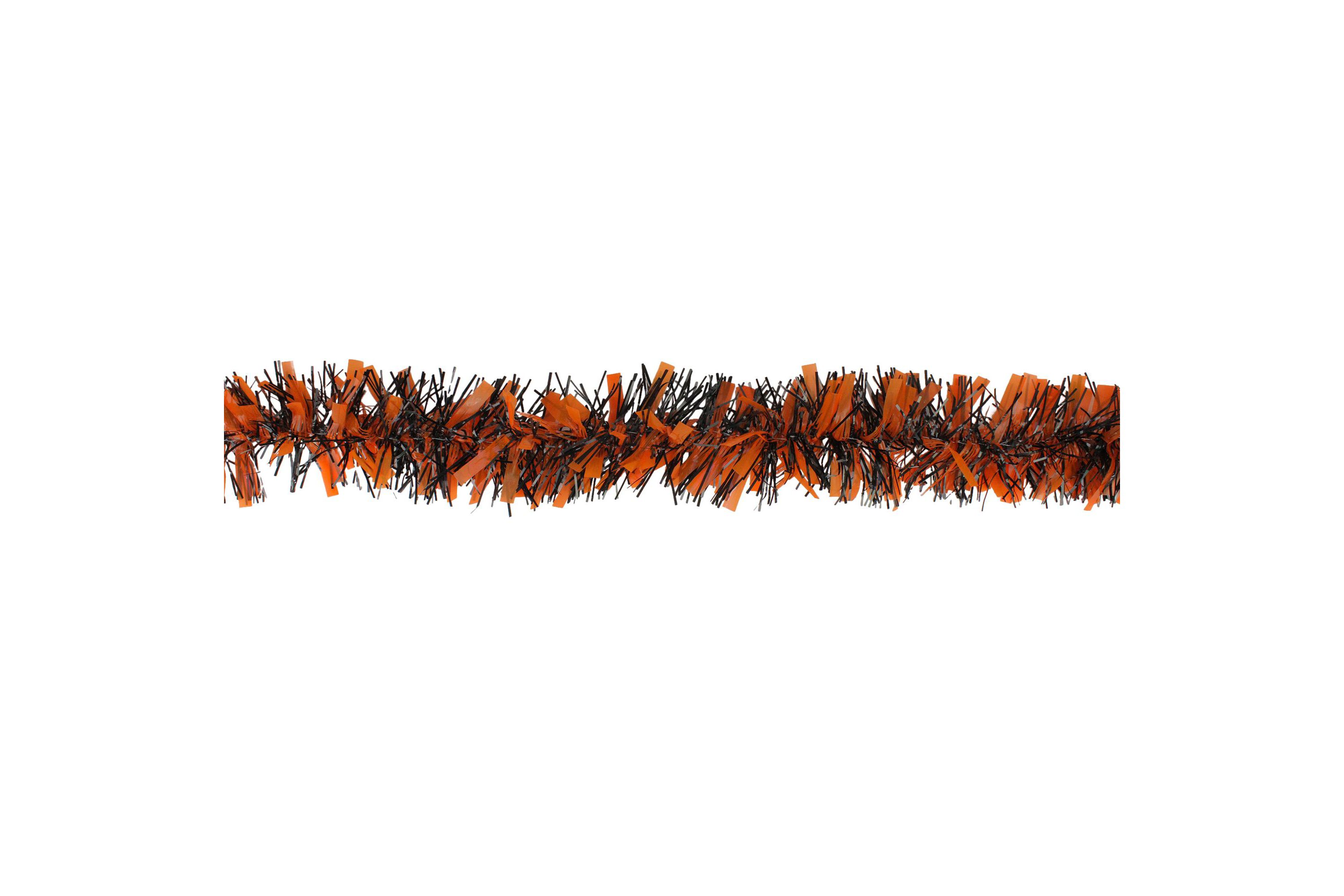 50 Orange and Black Halloween Tinsel Garland - Unlit