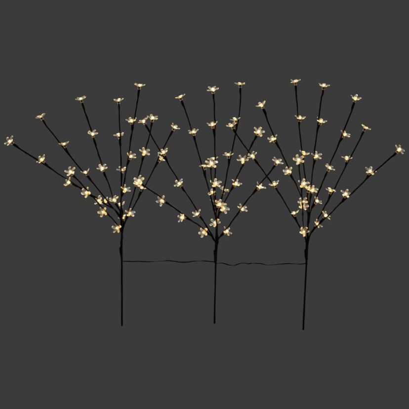 Set of 3 Pre-Lit Cherry Blossom Artificial Tree Branches 2.5 - Warm White LED Lights
