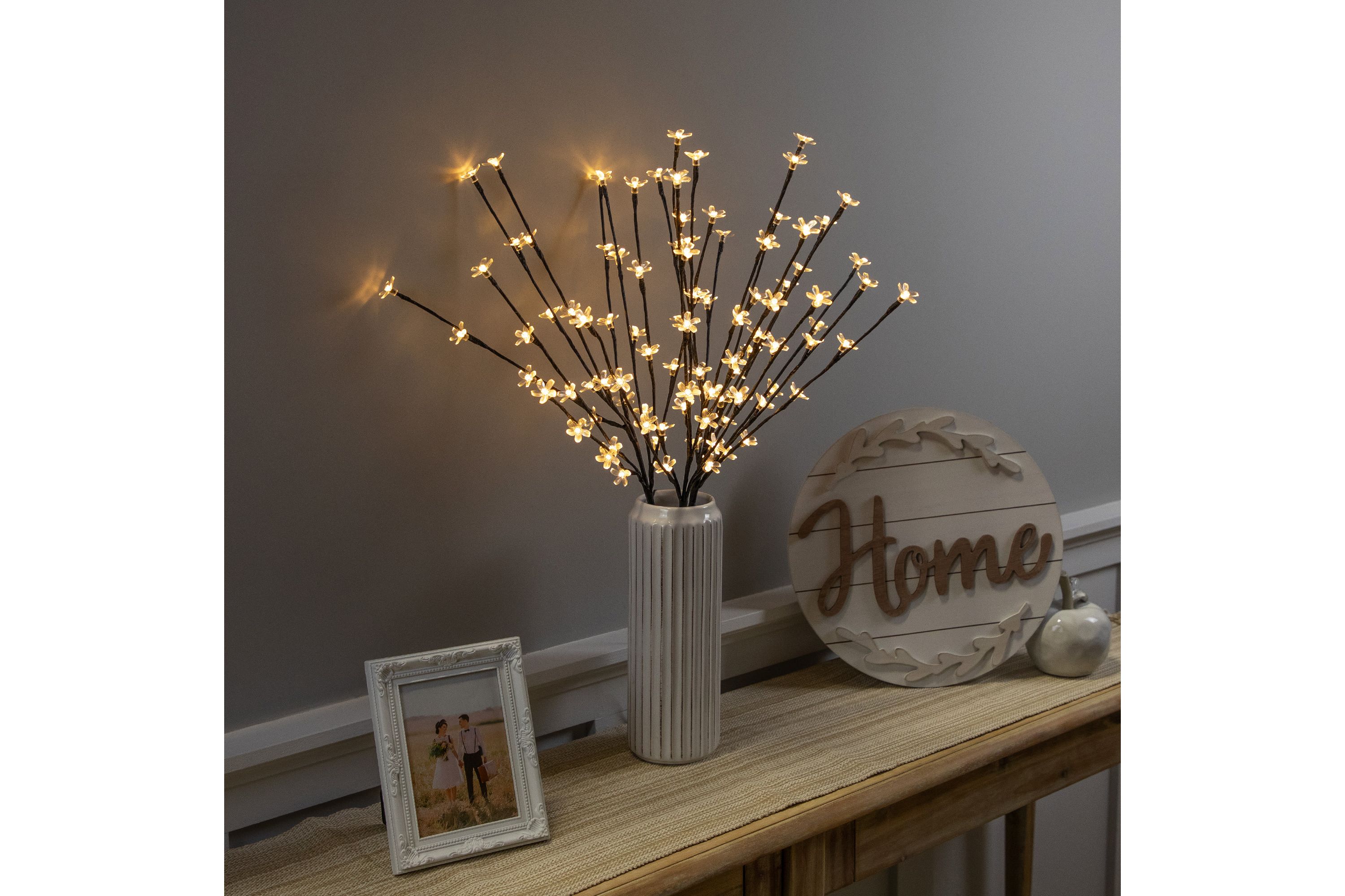 Set of 3 Pre-Lit Cherry Blossom Artificial Tree Branches 2.5 - Warm White LED Lights