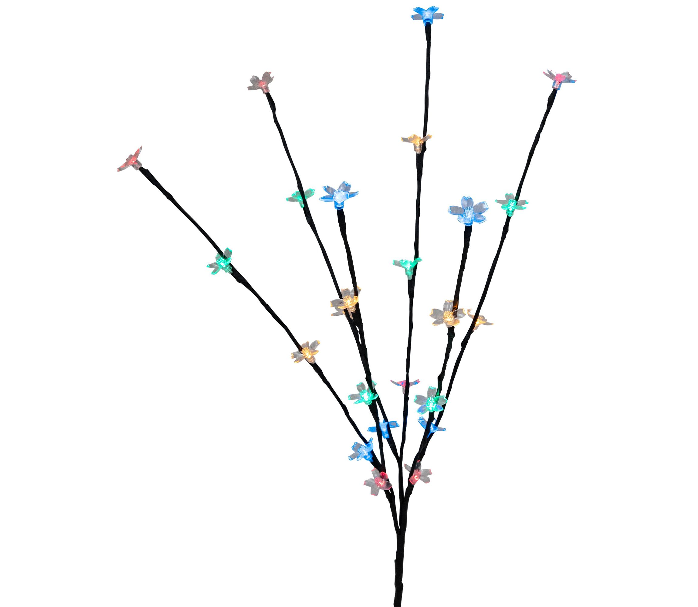 Set of 3 Pre-Lit Cherry Blossom Artificial Tree Branches  Multi LED Lights