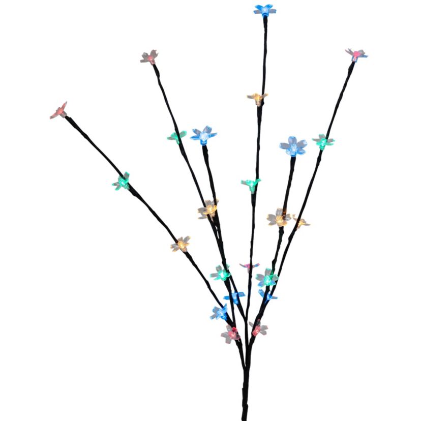 Set of 3 Pre-Lit Cherry Blossom Artificial Tree Branches  Multi LED Lights