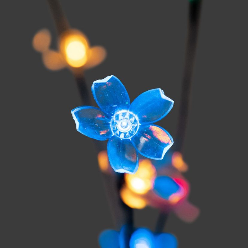 Set of 3 Pre-Lit Cherry Blossom Artificial Tree Branches  Multi LED Lights