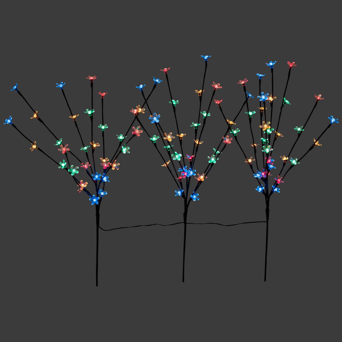 Set of 3 Pre-Lit Cherry Blossom Artificial Tree Branches 2.5 - Multicolor LED Lights