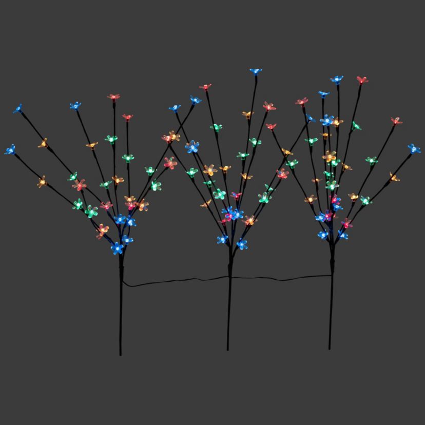 Set of 3 Pre-Lit Cherry Blossom Artificial Tree Branches 2.5 - Multicolor LED Lights