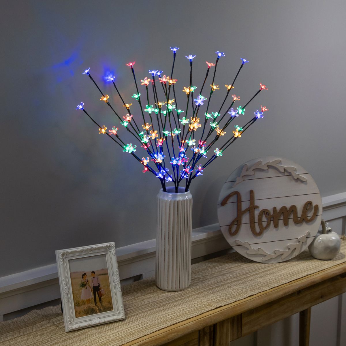 Set of 3 Pre-Lit Cherry Blossom Artificial Tree Branches 2.5 - Multicolor LED Lights