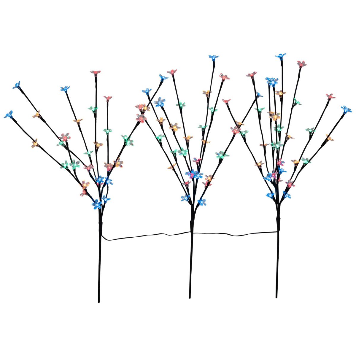 Set of 3 Pre-Lit Cherry Blossom Artificial Tree Branches 2.5 - Multicolor LED Lights