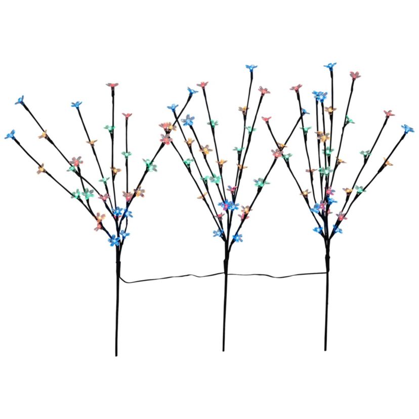 Set of 3 Pre-Lit Cherry Blossom Artificial Tree Branches 2.5 - Multicolor LED Lights