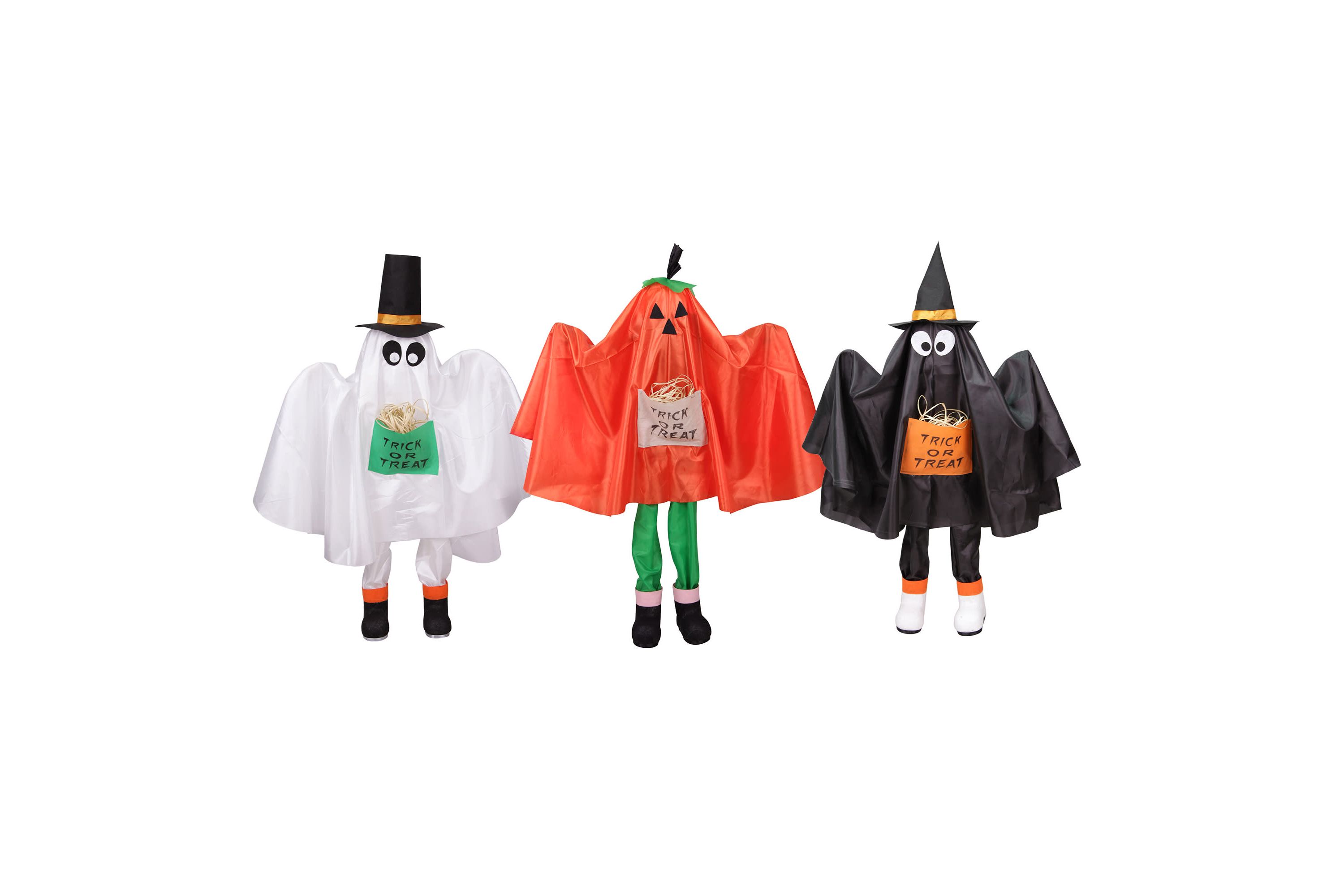 Set of 3 Ghost  Pumpkin and Bat Standing Halloween Kid Figures 36"
