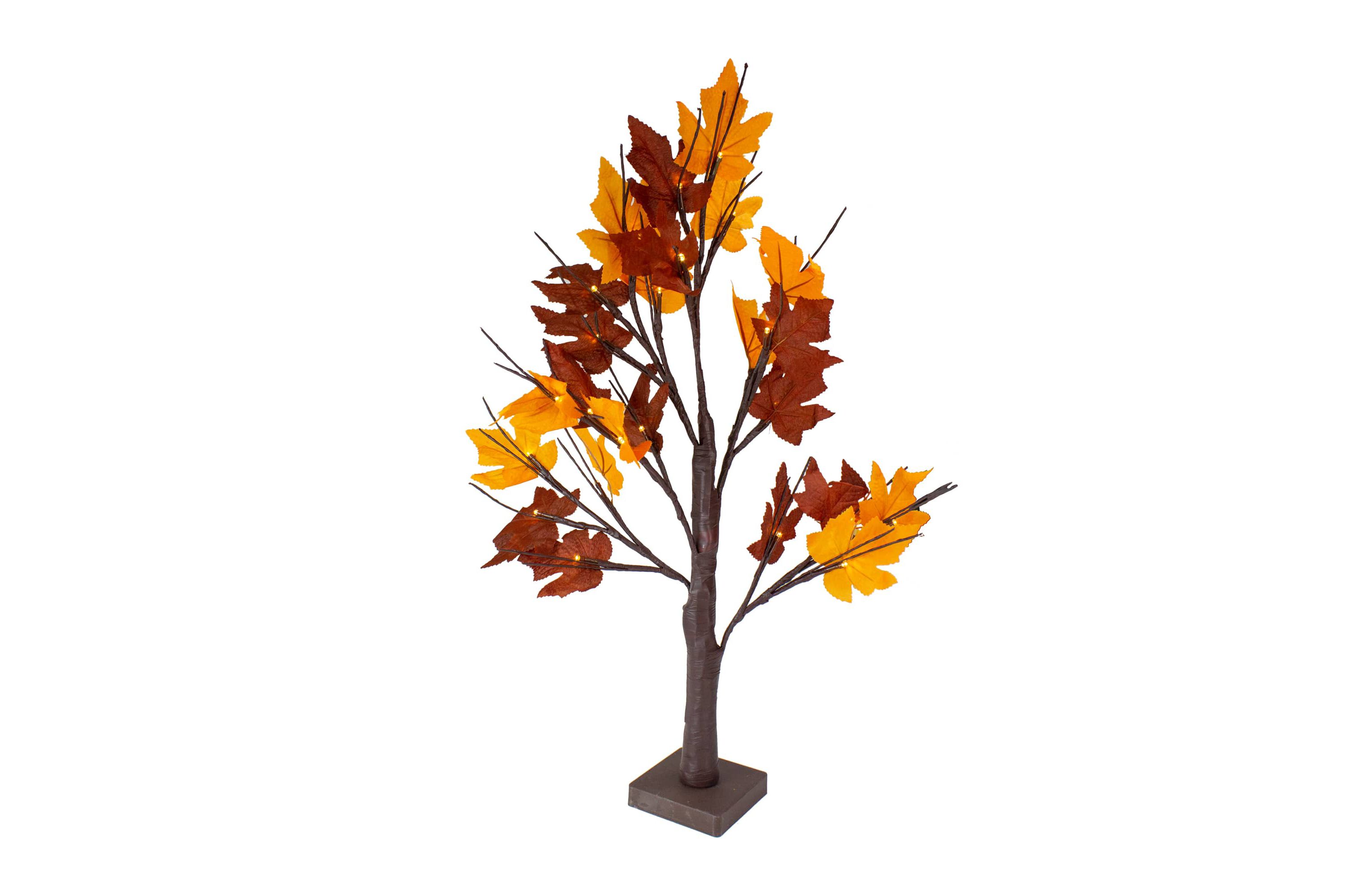 2 Pre-Lit Maple Artificial Fall Harvest Tree- Clear LED Lights