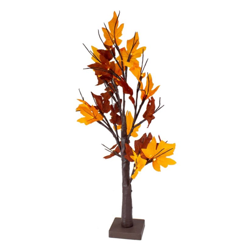 2 Pre-Lit Maple Artificial Fall Harvest Tree- Clear LED Lights