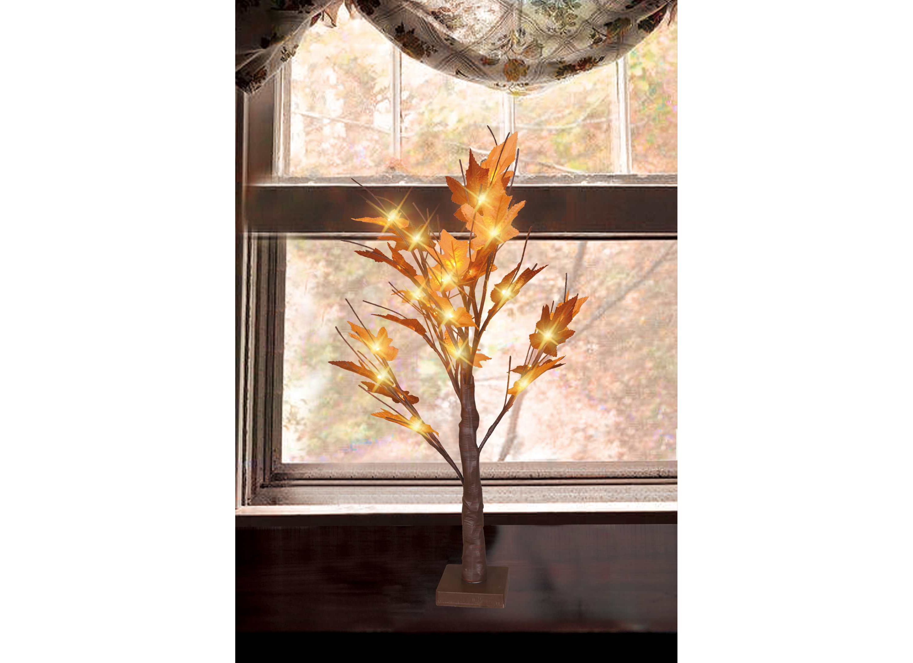 2 Pre-Lit Maple Artificial Fall Harvest Tree- Clear LED Lights