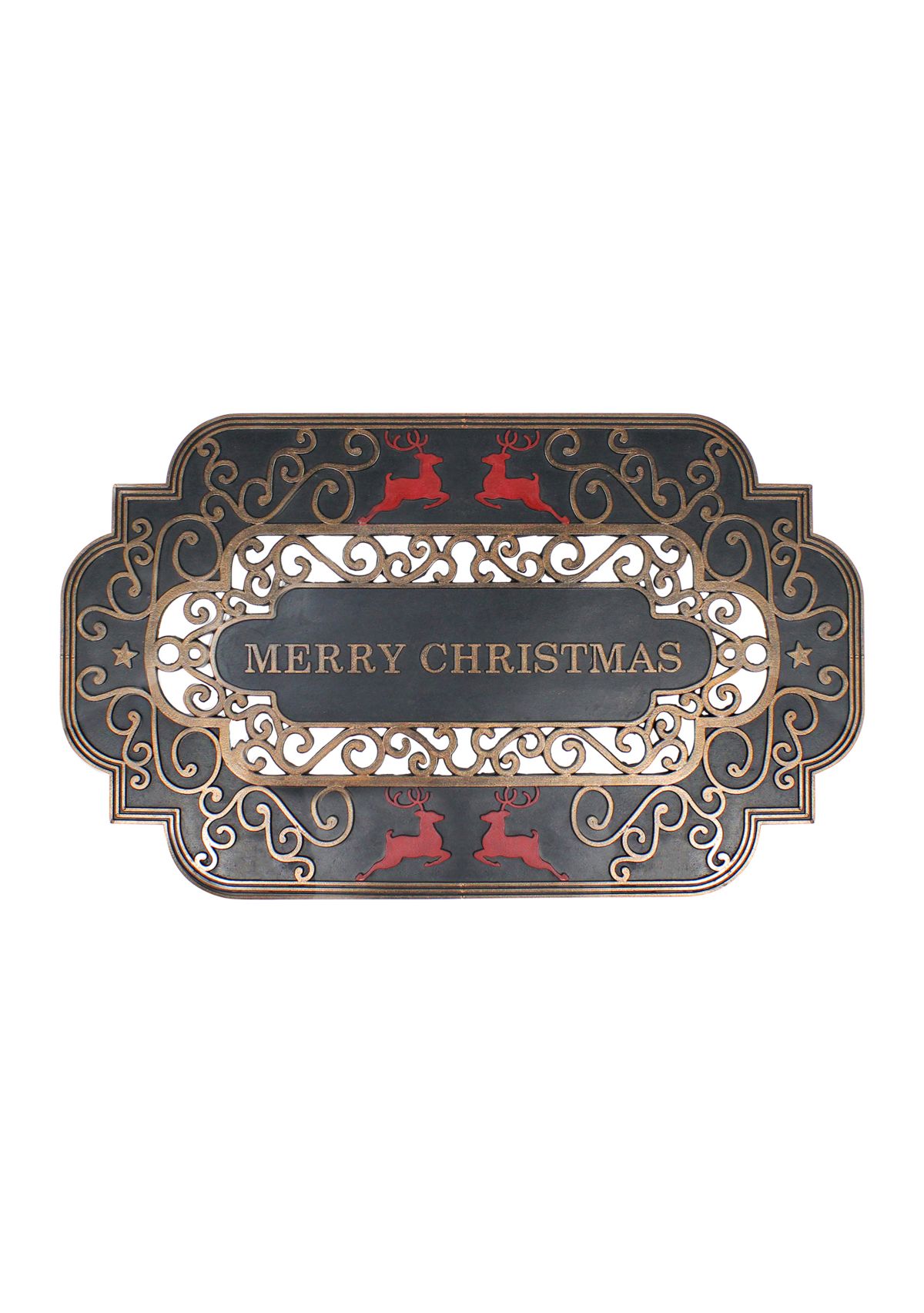 Merry Christmas Doormat with Red Reindeer 18Inch x 30Inch