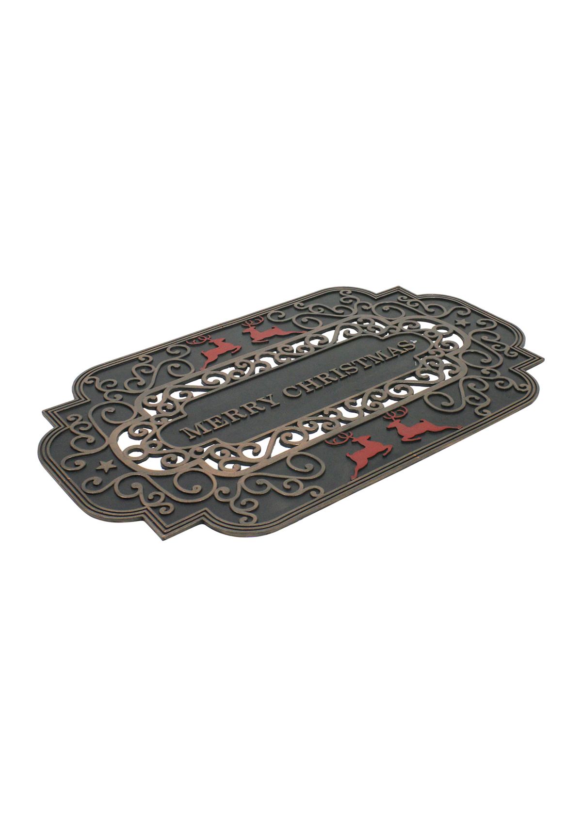 Merry Christmas Doormat with Red Reindeer 18Inch x 30Inch