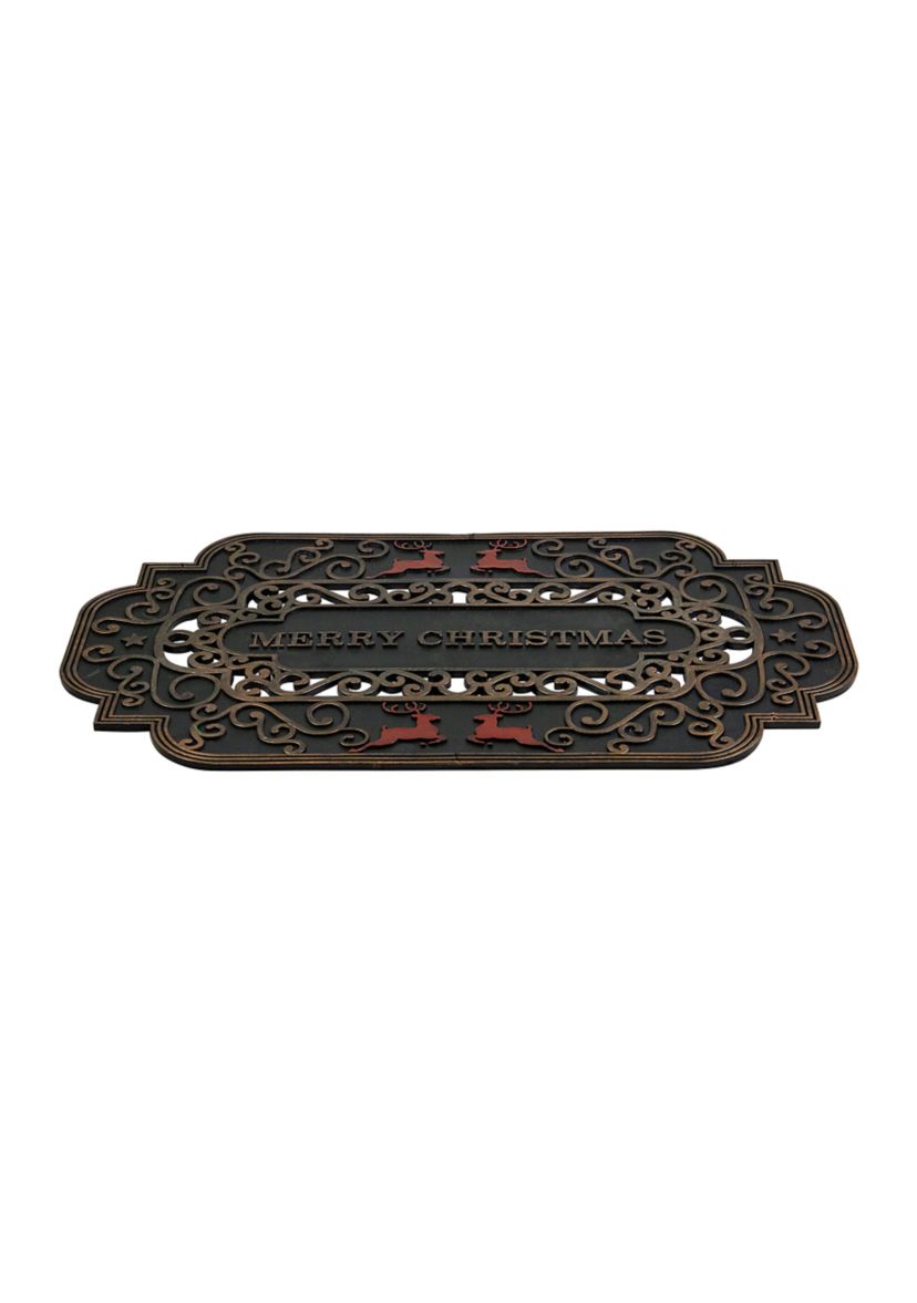 Merry Christmas Doormat with Red Reindeer 18Inch x 30Inch