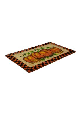 Checkered Fall Harvest Pumpkin Doormat 18 inch x 30 inch