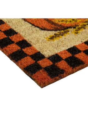 Checkered Fall Harvest Pumpkin Doormat 18 inch x 30 inch