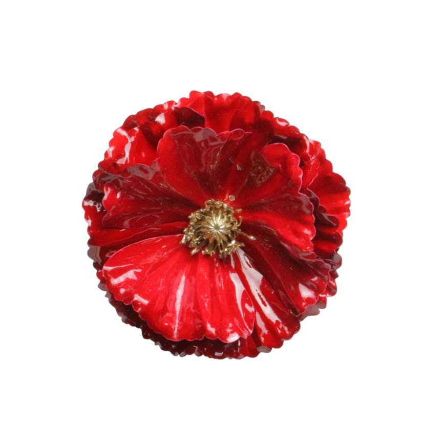 4.5inch Red and Gold Contemporary Poppy Christmas Clip