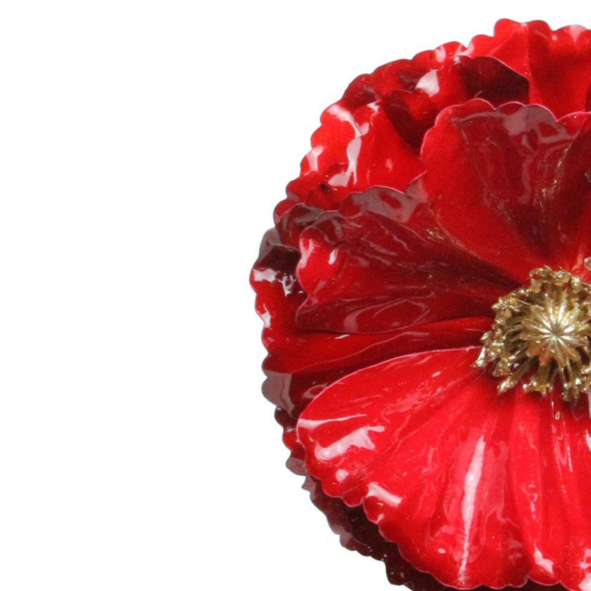 4.5inch Red and Gold Contemporary Poppy Christmas Clip
