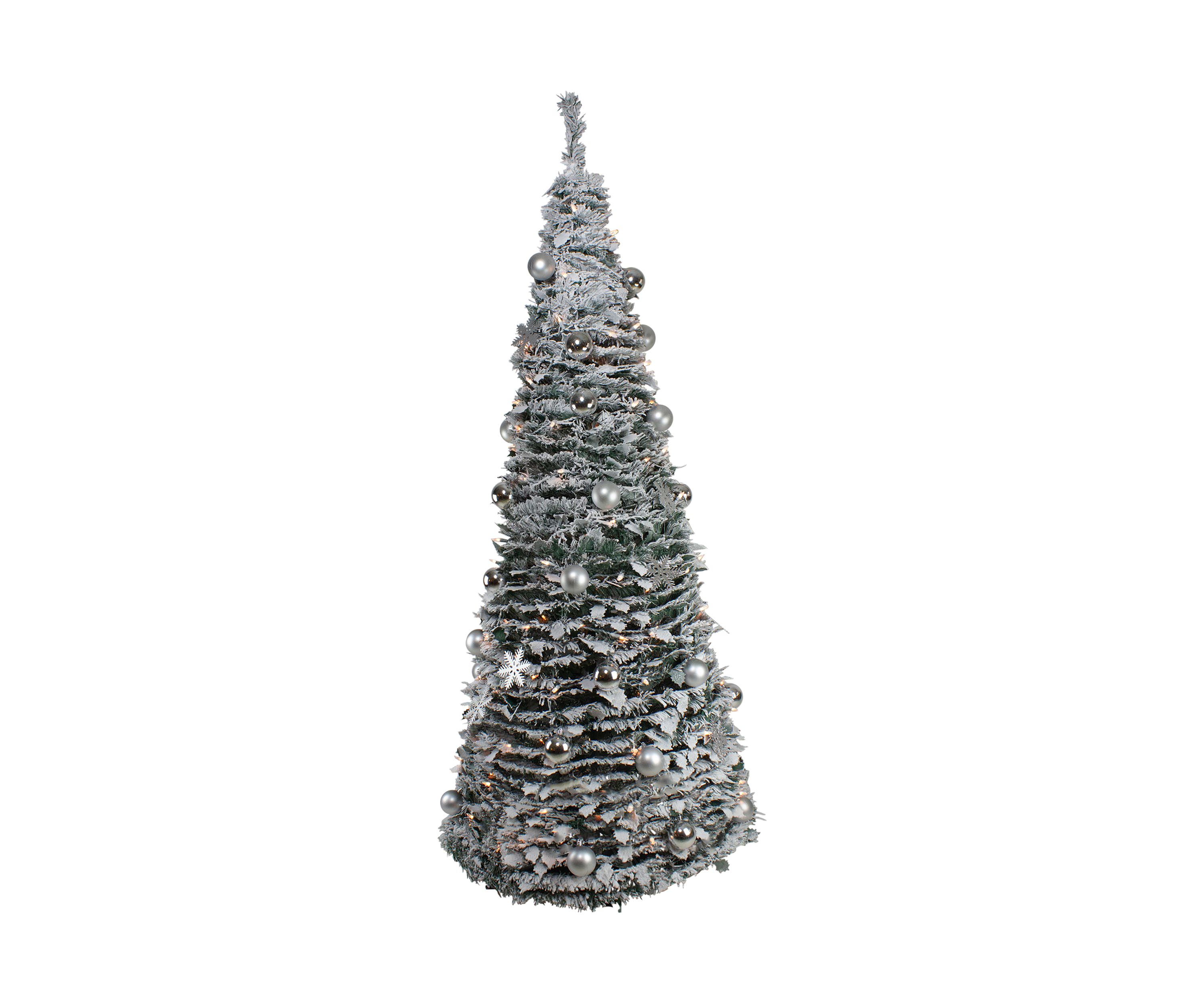 6 Pre-Lit Flocked Pre-Decorated Pop-Up Artificial Christmas Tree