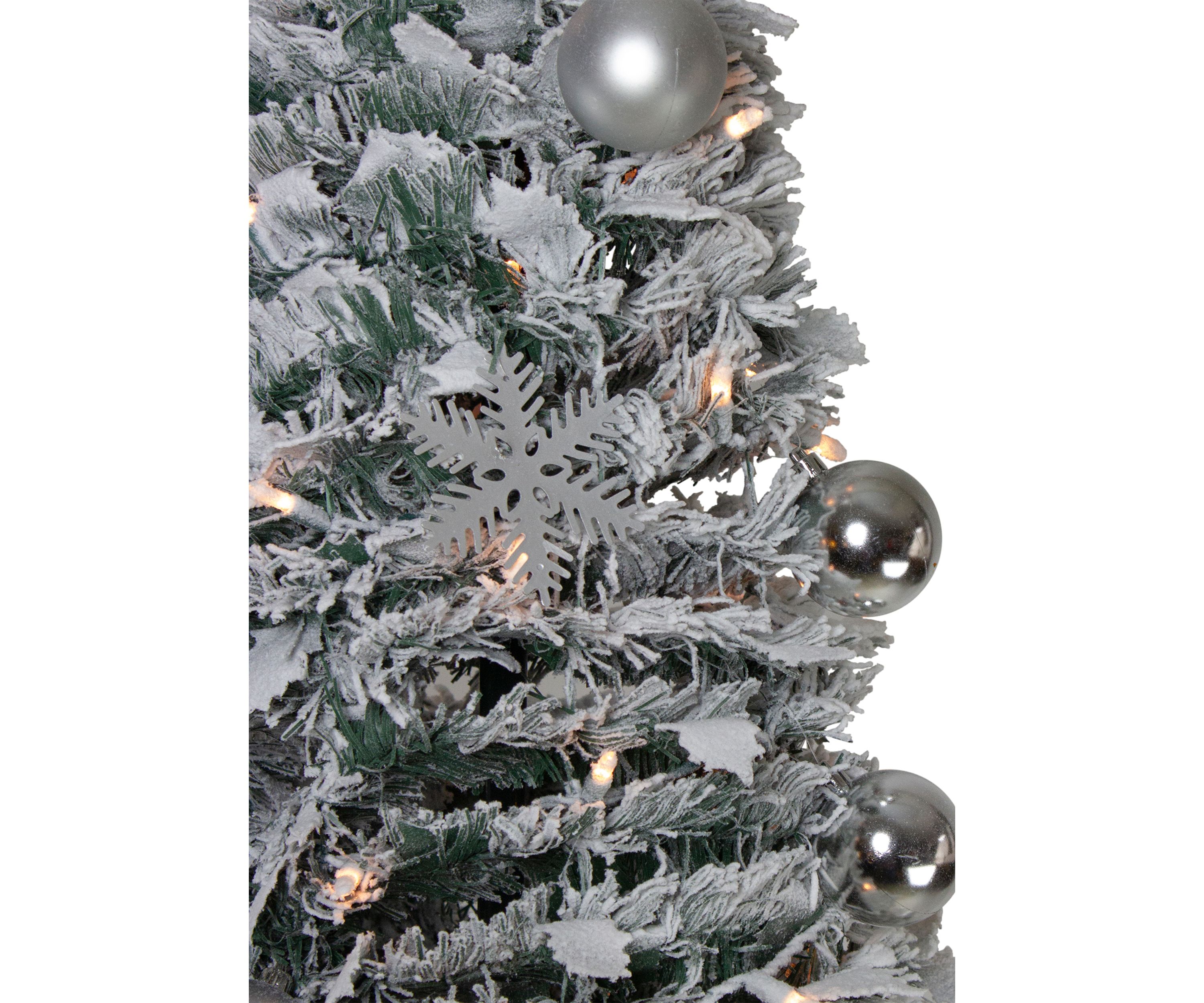 6 Pre-Lit Flocked Pre-Decorated Pop-Up Artificial Christmas Tree