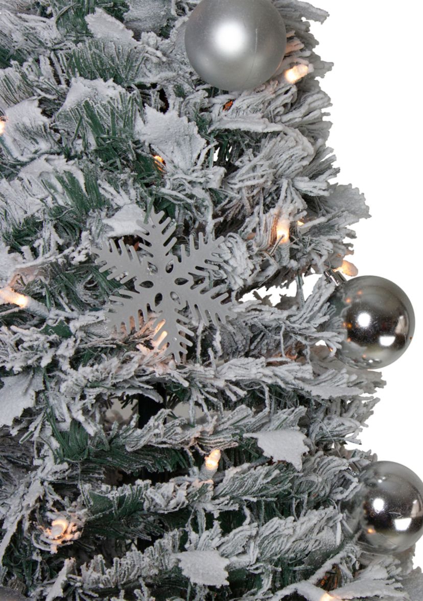 6 Pre-Lit Flocked Pre-Decorated Pop-Up Artificial Christmas Tree