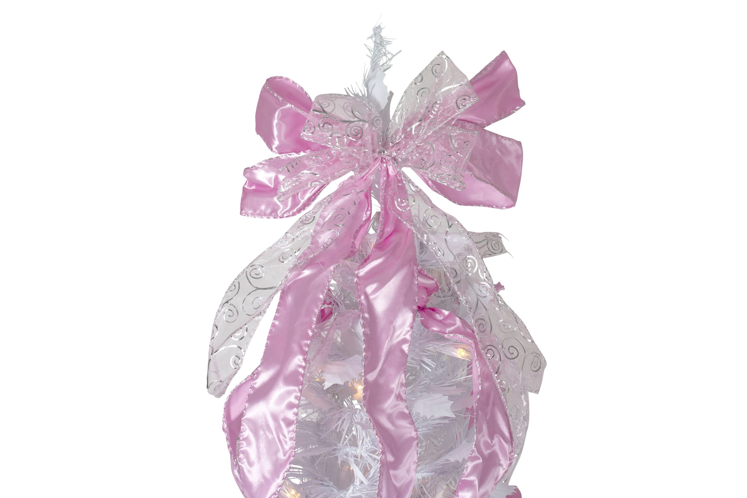 6 Pre-Lit White and Pink Pre-Decorated Pop-Up Artificial Christmas Tree