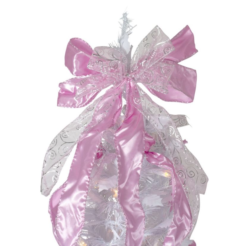 6 Pre-Lit White and Pink Pre-Decorated Pop-Up Artificial Christmas Tree