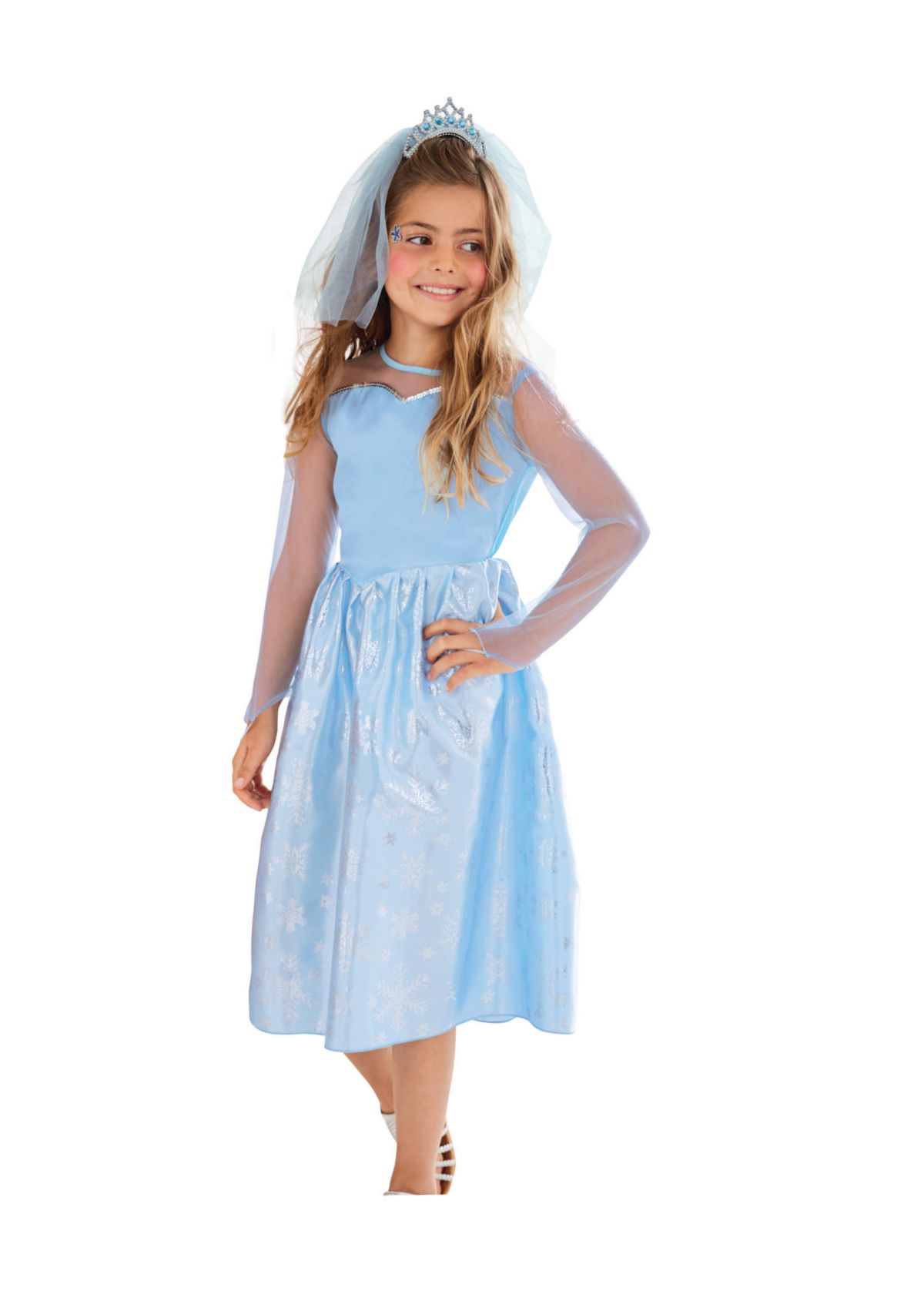Blue and Silver Ice Princess Girl Child Halloween Costume - Large