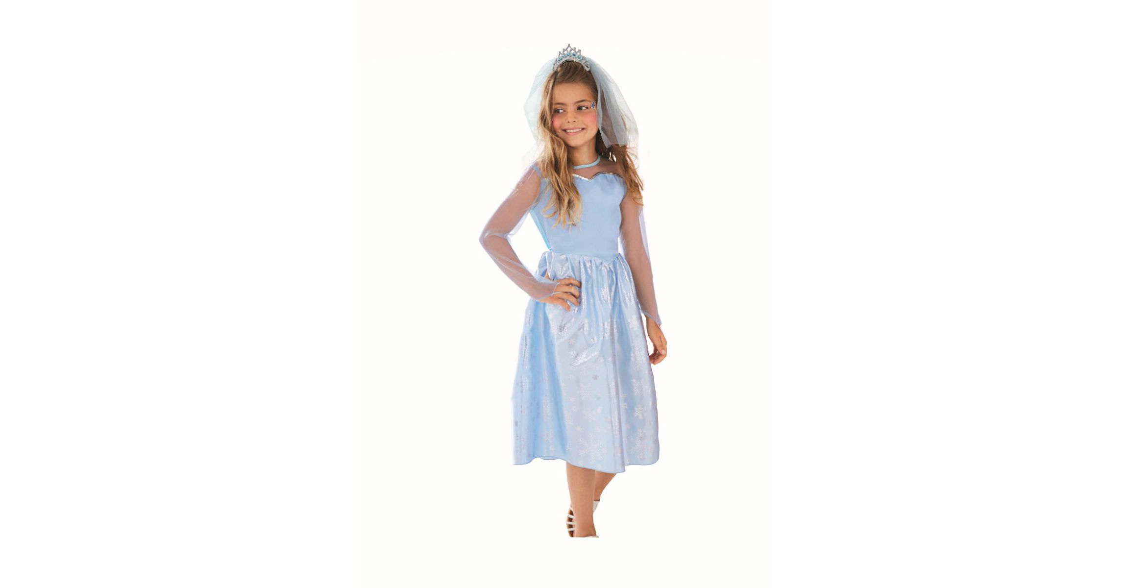 Blue and Silver Ice Princess Girl Child Halloween Costume - Large