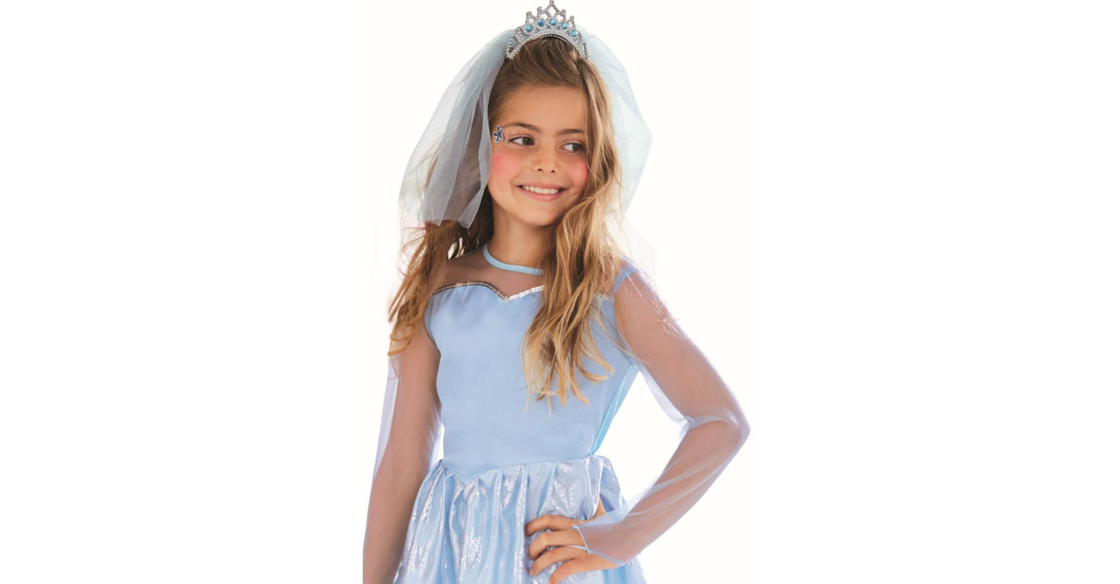 Blue and Silver Ice Princess Girl Child Halloween Costume - Large